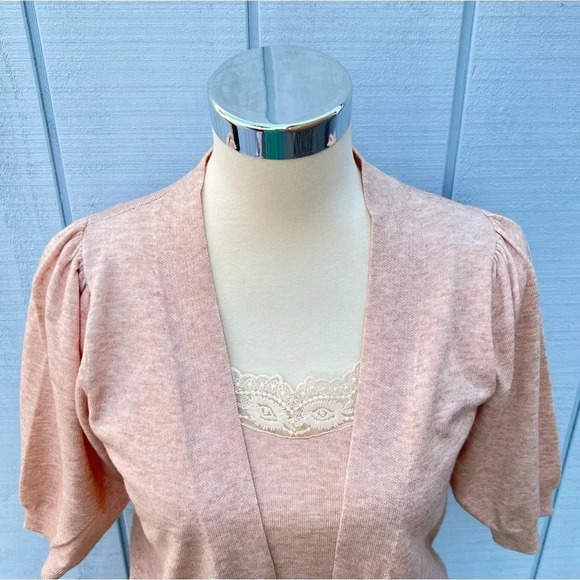 OnTwelfth Cardigan And Top Two Piece Set Salmon Viscose Blend - Picture 7 of 11